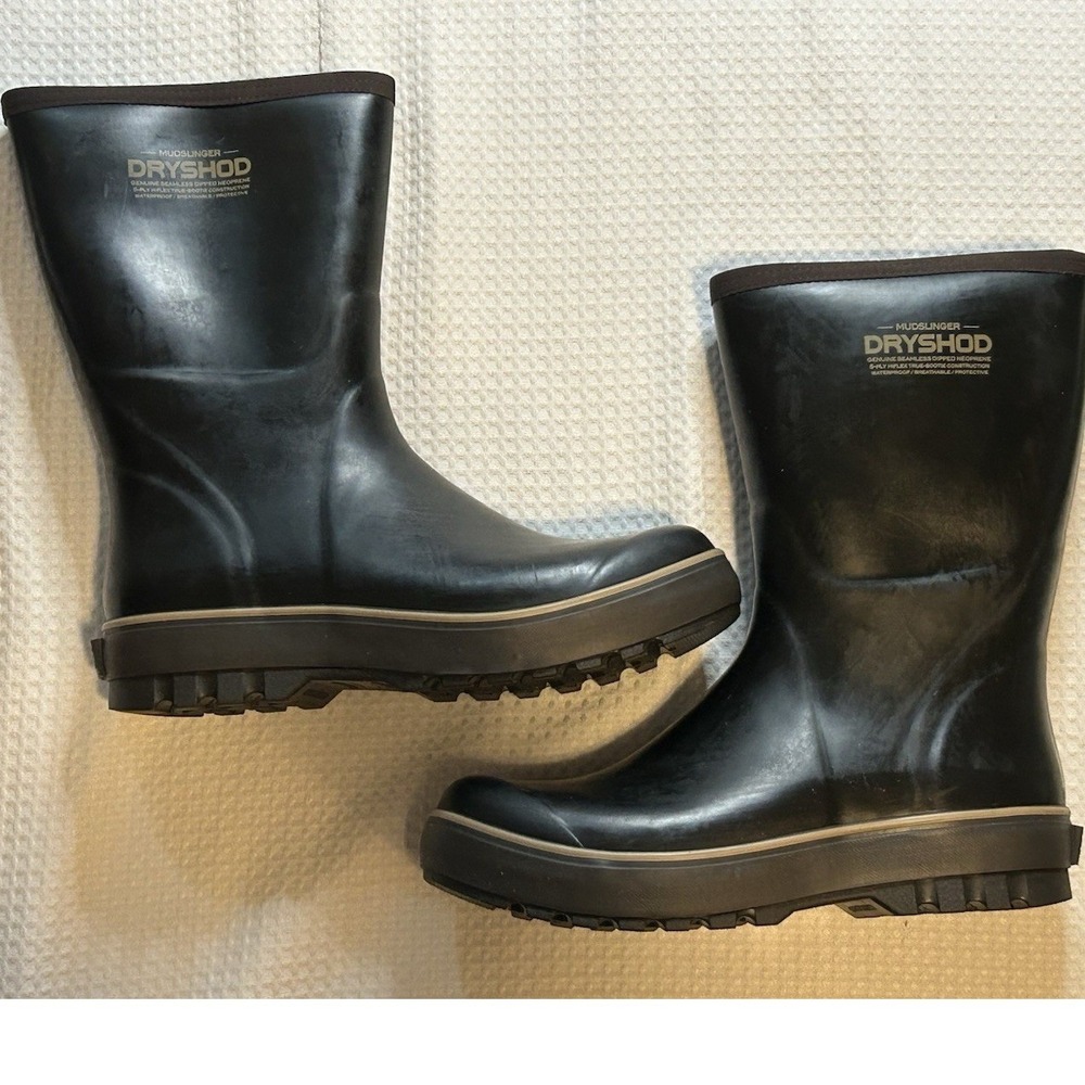 DRYSHOD Mudslinger Boots Men's Size 12 / 12.5 Black Waterproof Steel Shank